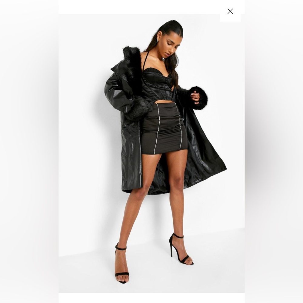 Boohoo Satin Boned Corset Top Black Size 2 - Picture 2 of 8